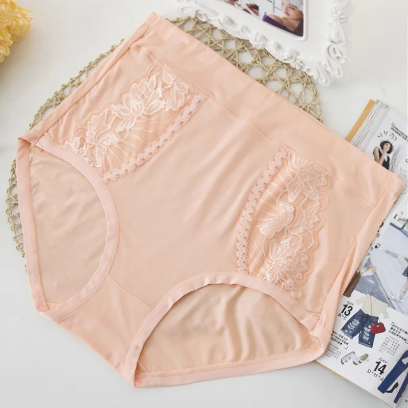 

QA283 High Waist Briefs Bamboo Fiber Lace Women Lingerie Culotte Femme Plus Size Sexy Panties Underwear