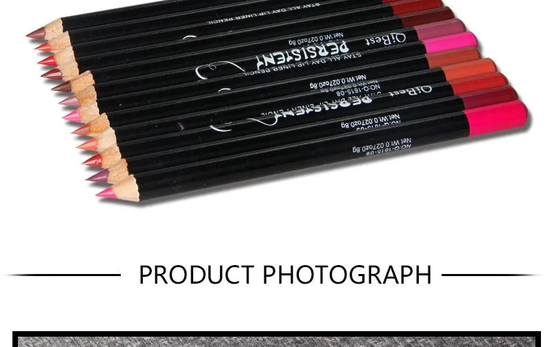 Qibest 12 видов цветов с контурным карандашом для губ модные черная ручка для губ, водостойкая, карандаш для губ Карандаш для Контурные Карандаши для губ красный/розового, светло-бежевого цвета макияж AE005