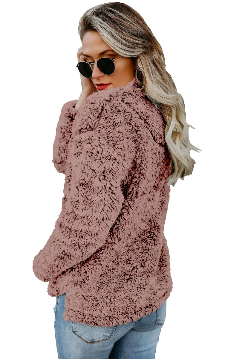 Dusty-Pink-Zipper-Fleece-Pullover-Coat-LC85154-10-2