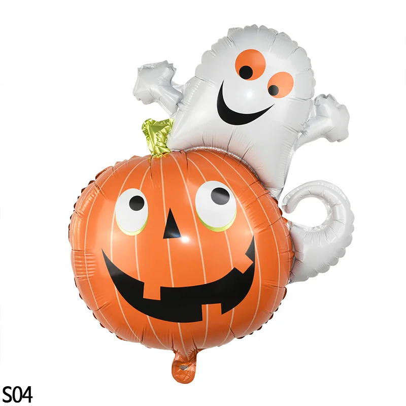 S04 pumpkin Воздушный шар на Хэллоуин призрак тыква украшения паук летучая мышь ведьма Череп Черный Фольга Воздушный шар Globos для Хэллоуина вечерние украшения - Цвет: S04 pumpkin