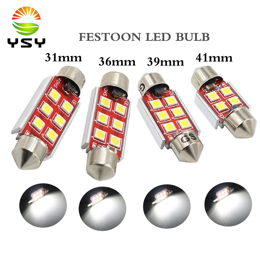 YSY 30x3030 4SMD 31 мм 6SMD 36 39 41 C5W C10W супер яркий Автомобильный светодиодный фестон
