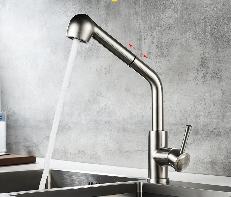 filtered water tap kitchen LEDEME Kitchen Faucet Swivel Spouts Sprayer Brushed Nickel Deck Mounted Vessel Sink Stainless Steel Faucets Mixer Tap L76014 plate rack wall