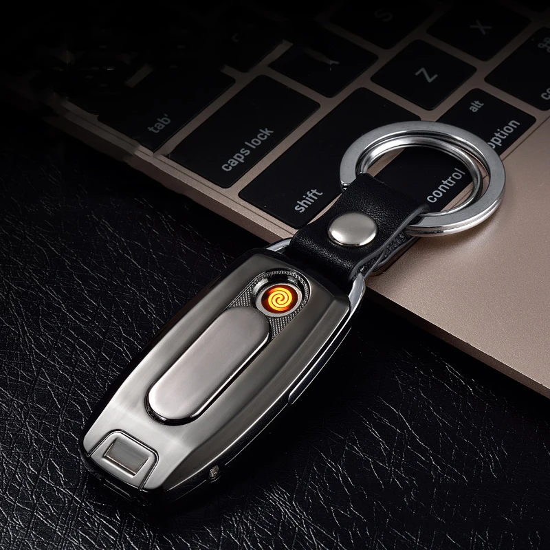 Металлическая usb зажигалка перезаряжаемая Электронная ветрозащитный брелок