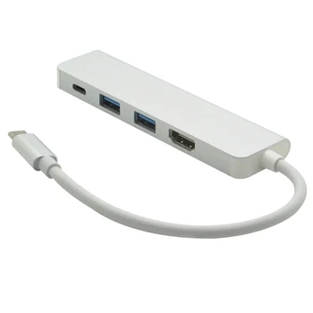 

5pcs/lot 4 in 1 USB-C USB 3.1 Type C to HDMI 4K Type C PD Charging Adapter 2 USB 3.0 Card Reader Hub for Chromebook MacBook