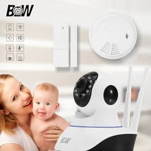 Wifi Cámara IP Inalámbrica de seguridad + Puerta + Detector de Humo Monitor de Vigilancia IP Cámara de Visión Nocturna BW002D
