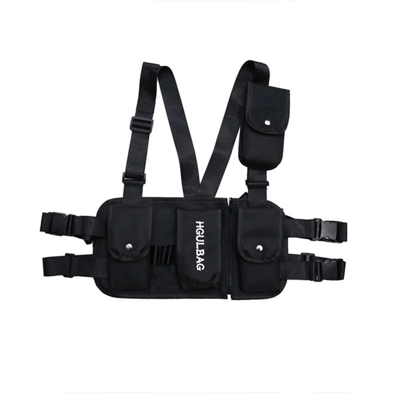 

Chest Rig Black Waist Bag Pack Multi-pocket Hip Hop Streetwear Functional Military Tactical Chest Bag Kanye West New