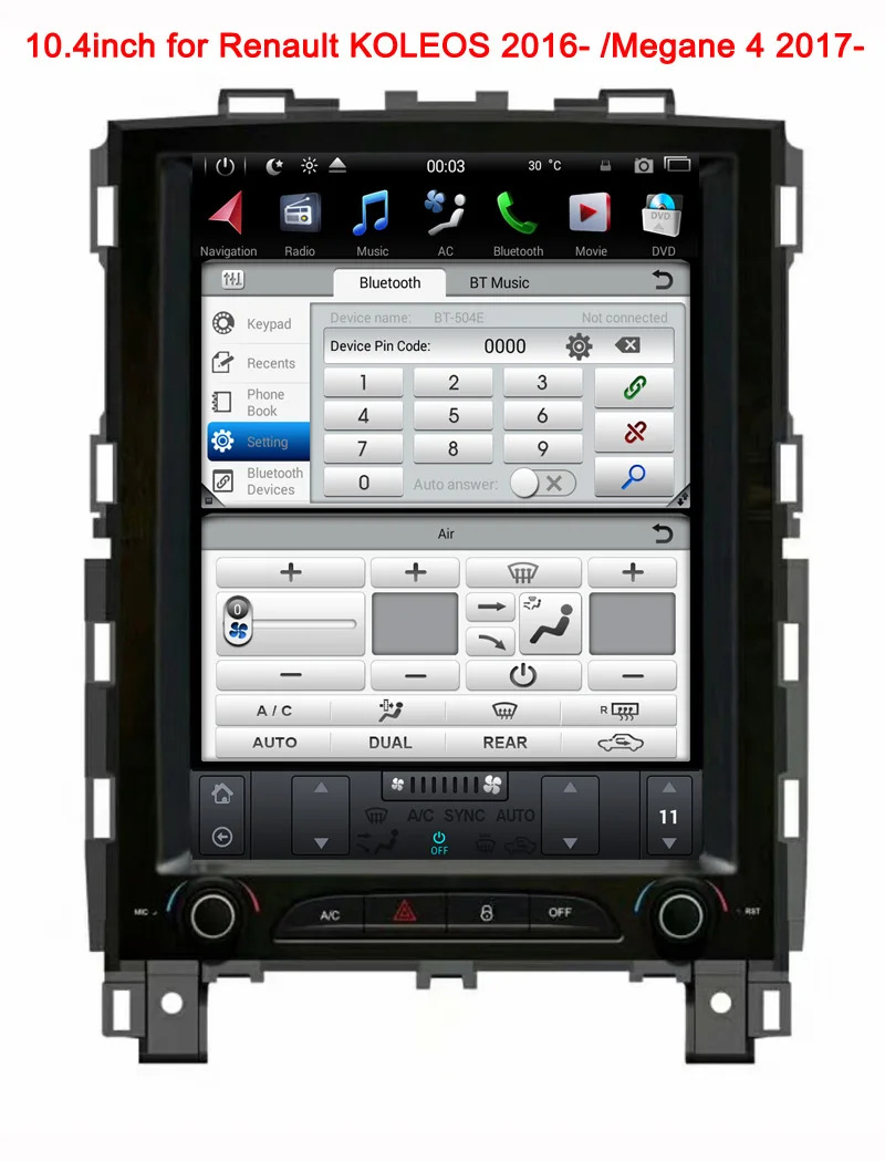 Flash Deal 10.4inch tesla style car dvd player for Renault KOLEOS Megane 4 2016 2017 2018 with android 7.1 system gps navi wifi USB 6