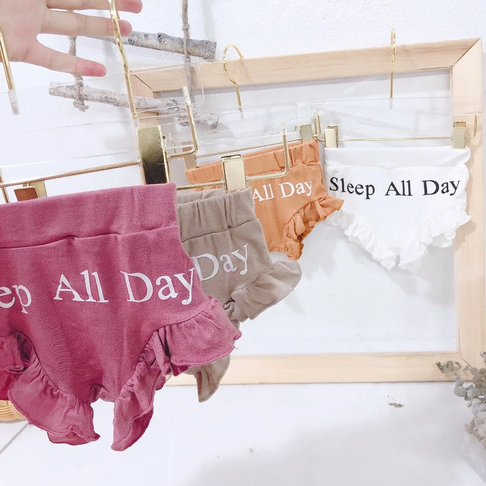 

Todder Girl Safety Shorts Fashion Letter Cute Kids Triangle Underwear Kids Ruffle Casual PP Shorts For Baby Girl Bottom Shorts