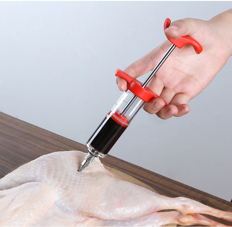 Multi- function Condiment syringe flavoring condiment red wine syringe meat injectors 21.5*7*3.5CM