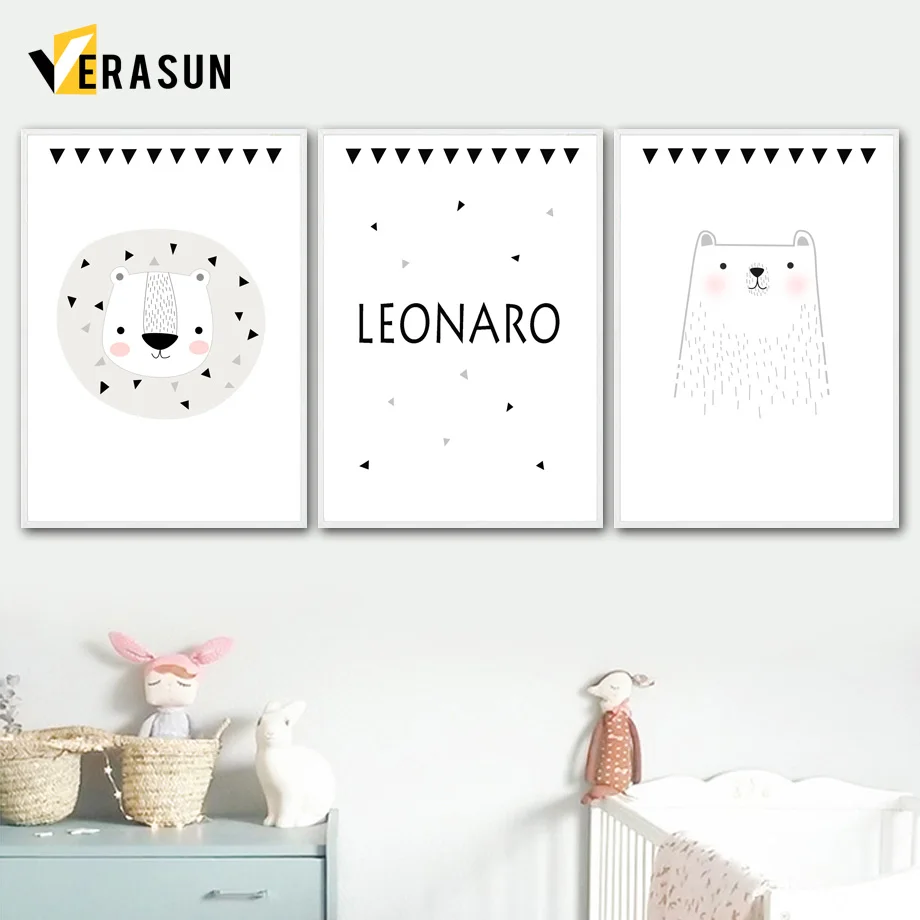 

Cartoon Bear Letter Animals Wall Art Canvas Painting Posters And Prints Nordic Poster Wall Pictures For Kids Room Home Decor