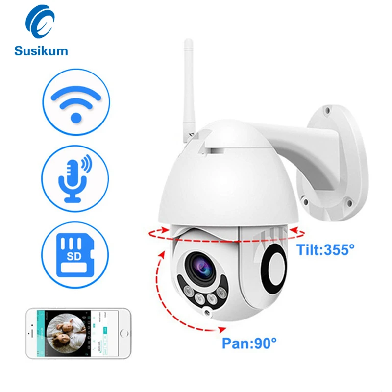 2MP WI-FI наружная камера наблюдения с датчиком PTZ IP Камера H.265 3,6 мм линза ONVIF два способа аудио 1080 P Беспроводной Скорость Купол видеонаблюдения