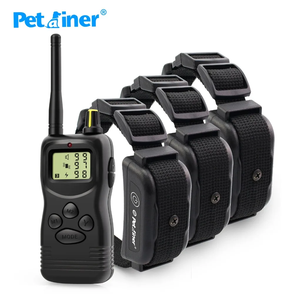 

Petrainer 900B-3 Newest design Waterproof and rechargeable 1000M Dog remote training electronic shock collar for 3 dogs