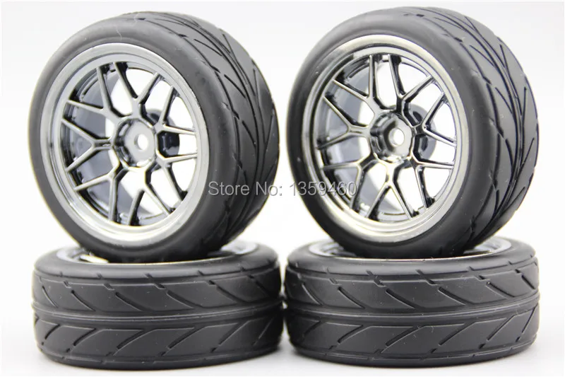 

New Design 4pcs 1/10 Rubber Tires Tyre(Media)Wheel Rim Nylon Material I7Y style fits for 1:10 Touring Car 3mm offset