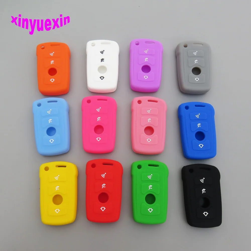 

Xinyuexin Silicone Car Key Cover Case For BMW 7 SERIES Z3 Z4 E65 E66 Remote Key Jacket Car-stying 4 Buttons Key Case For Car