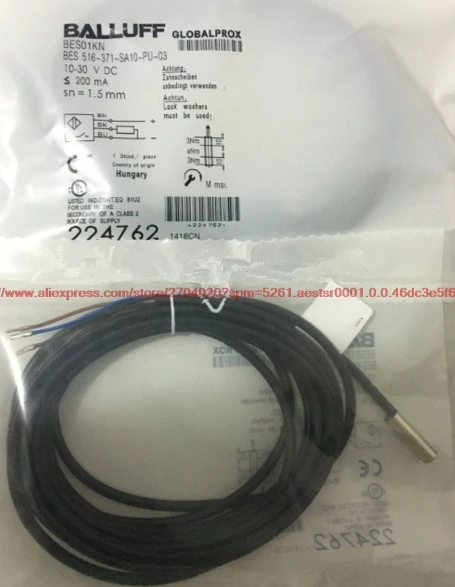 

Новинка 100%, Бесконтактный переключатель BES 516-371-SA10-PU-03, постоянный ток, 3 провода, датчик открытия PNP