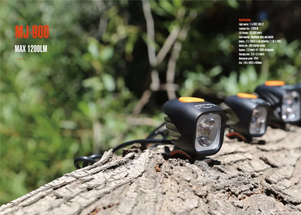MagicShine MJ900 1200 Lumen waterproof LED Bike Light including battery