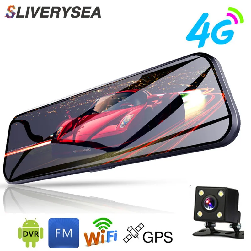Автомобильный видеорегистратор SLIVERYSEA 4G Android сенсорный дисплей 10 дюймов зеркало