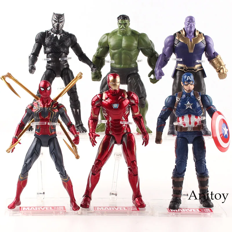 Marvel Мстители Бесконечность войны танос пантера человек паук Железный человек Капитан Америка фигурка Коллекционная модель игрушки