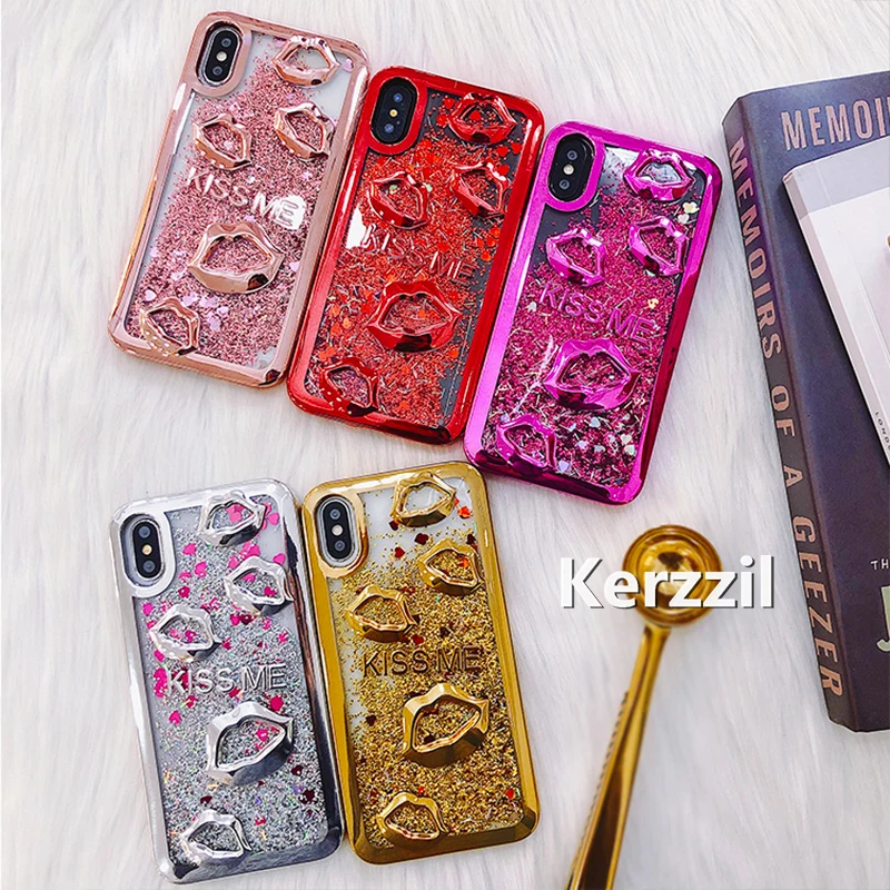 Kerrzil Kiss me Christmas Gold Candy colors Love case For iPhone 7 6 6S 8 Plating Cartoon Phone Cases X 6s Plus |