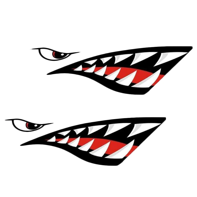 

2Pcs Waterproof Diy Kayak Boat Shark Teeth Sticker Sticker For Decal Left Right