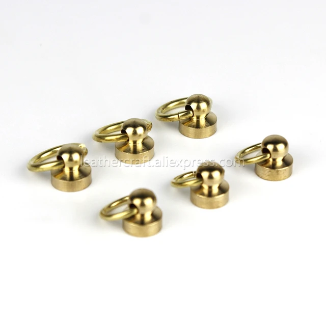 Brass Ball Studs Rivets D Ring for Leather Crossbody Purse Craft Nail  Chicago Stud Screw 360 Degree Rotate Ball Post Head Button - AliExpress