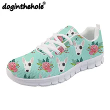 Doginthehole прогулочная обувь для женщин бультерьер животных печати спортивные женские кроссовки сетки женские кроссовки для похудения плоские туфли