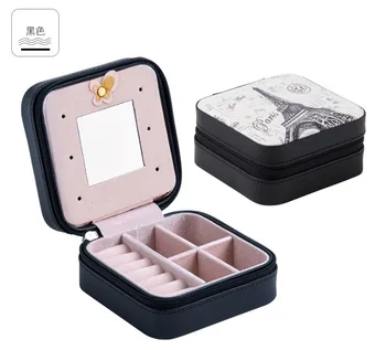 

50pcs Women's Mini stud earrings rings Jewelry Box Useful Makeup Organizer With Zipper Travel Portable Jewelry Box