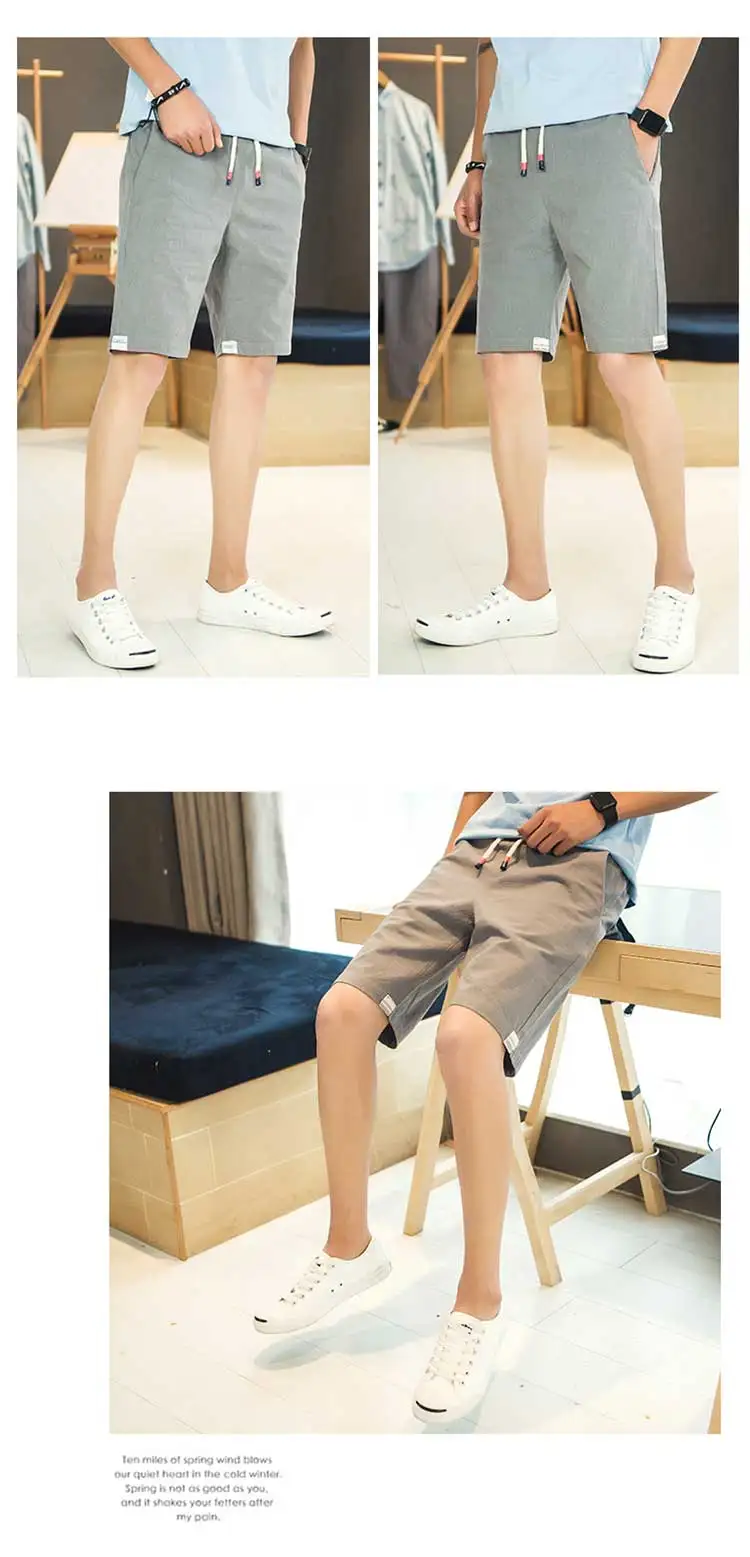 MYAZHOU модные мужские шорты до колена, хлопковые и льняные повседневные домашние шорты для мужчин