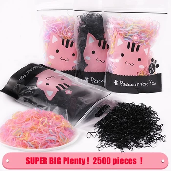 

2500/1000PC Cute Girls Colourful Ring Disposable Elastic Hair Bands Ponytail Holder Rubber Band Scrunchies Kids Hair Accessories