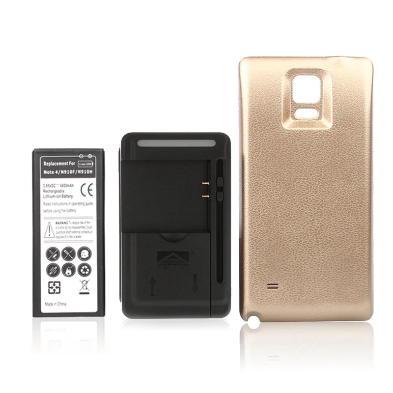 

For Samsung Galaxy Note 4 Note4 N9100 N910F N910H Rechargeable 6800mah Phone Battery+Charger+Back Cover High Capacity Bateria