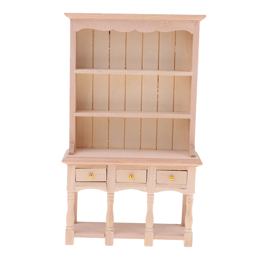 DIY Cabinet Model Kitchen Dining Cabinet Display Shelf Doll House Decoration 1:12 Dollhouse Miniatures