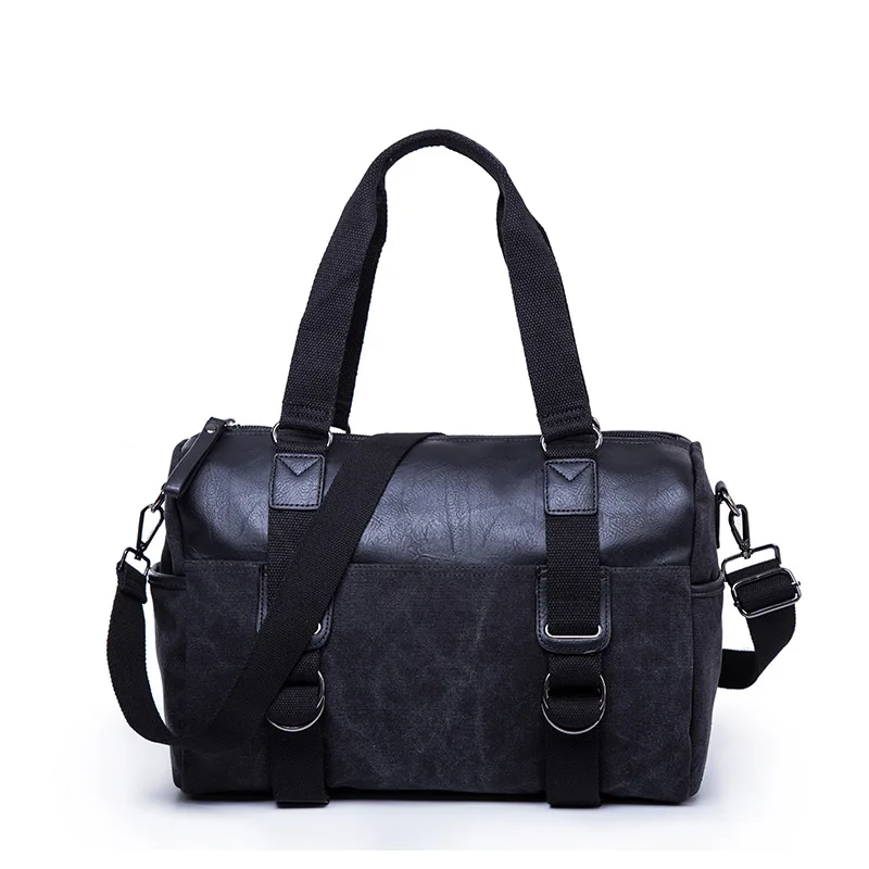 

Canvas With Fashionable New Leather Men's Bag Recreational Inclined Briefcase Tide Travel Bag