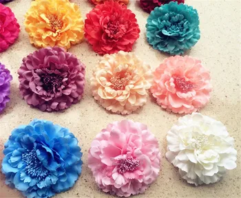 

24pcs 11cm/4.33 inches Fabric Peony Flower Heads 23 Colors for Decorative Flowers