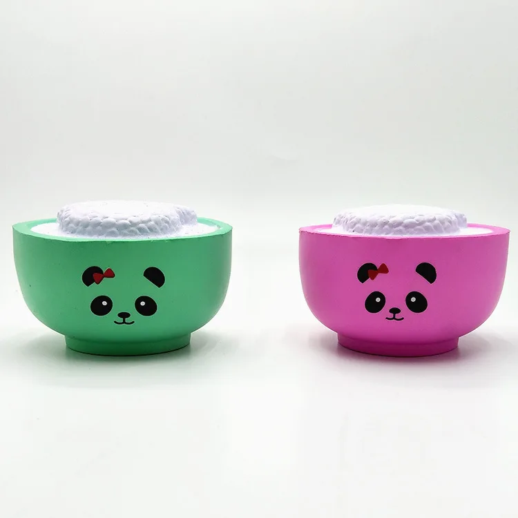 

2019 Explosion Simulation Rice Squishy Slow Rebound Cartoon Panda Expression Bowl DIY Extrusion Toys Squishy Toy Gift