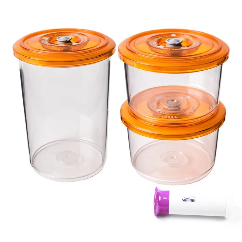 

3pcs/set Round Vacuum Storage Container Set With Handheld Vacuum Pump Lids Sealed Food Storage Container Grain Storage Tank Tran