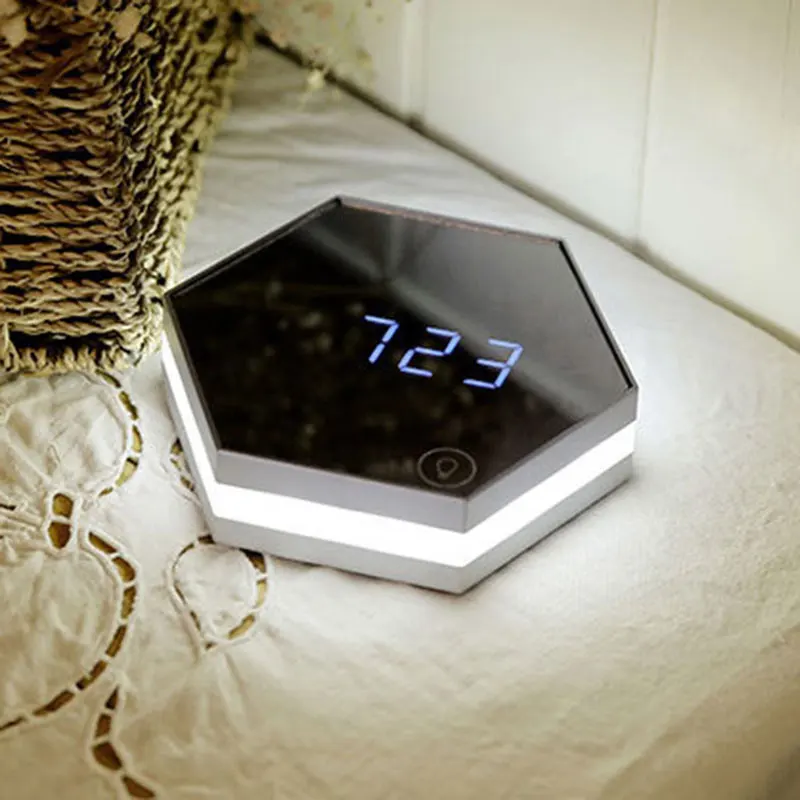 

Multifunctional Night Light Stepless Dimming Time Temperature Display Makeup Mirror JA55