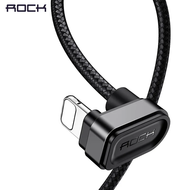 

ROCK for iPhone Cable 2.1A Fast Charging Game cable for iPhone 6 7 8 x xs max USB Charging Cord 8 pin 180 Degree Adapter Cables