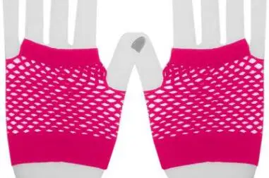 Горячая сетчатые перчатки производительность Рок уличные перчатки для танцев сексуальные перчатки женские перчатки без пальцев Сексуальные вечерние кружевные варежки - Цвет: neon hotpink