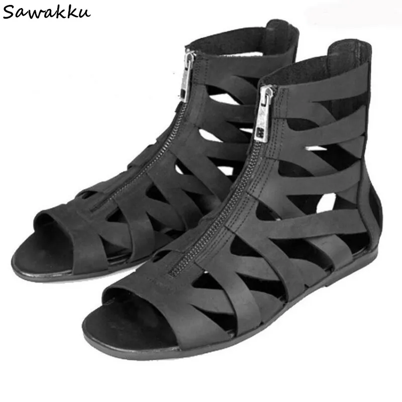 Shoes Bootie Oco Com Casual Moda as 2019 Show As Verão Gladiador Design Homens Frontal Chaussure Botas Show Homme Sandálias Zíper Out xwPCqPfzgn