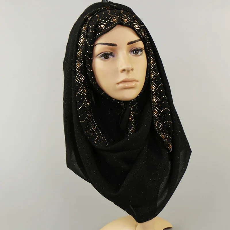

New light and thin fashion Baitao national wind drill pure Chiffon sequined headscarf YW37
