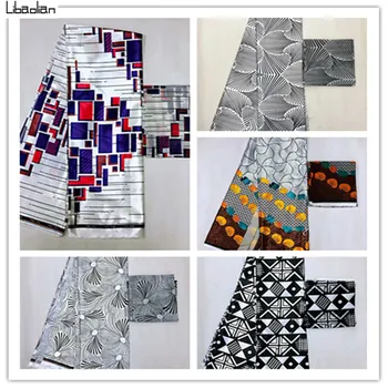 

Hot sale Gahna Style satin silk fabric with organza African wax design ! 4+2yards for skirt dresses B97-21
