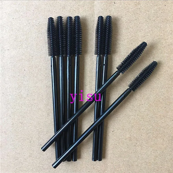 50pcs One-off Silicone Mascara Wands Applicator Disposable Eyelash Brushes Towel Shape Makeup Brush For Eyelash Extension - Handle Color: Full black