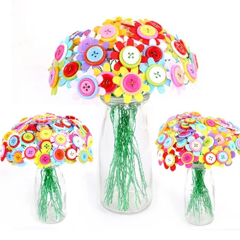 

DIY puzzle Toy Button Flower Craft Kits Kindergarten Kids Creative Toys Children Educational Handmade Gift Room Decoration