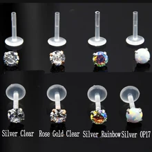 BOG-1PC AB& Clear& Opal Циркон Биопласт Лабрет Монро губы шпильки Кристалл уха хрящ трагус Спираль пирсинг шпилька кольцо 16 г