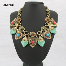 JIANXI, винтажное ожерелье-чокер из смолы и подвески, макси, для женщин, имитирующая бирюзу, аксессуары, короткая цепочка, воротник для женщин, ювелирное изделие