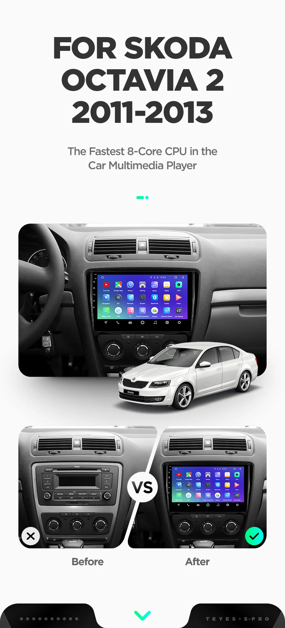 Sale TEYES SPRO For Skoda Octavia 2 A5 2008 2010 2011 2012 2013 Car Radio Multimedia Video Player Navigation GPS Android 8.1 No 2din 5