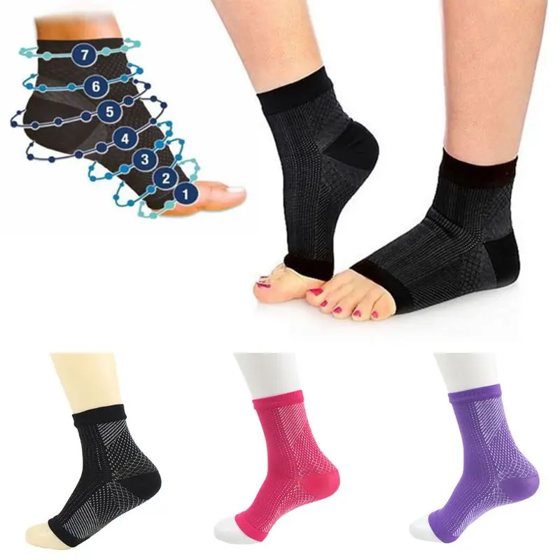 

Women Men Anti Fatigue Open Toe Pilates Compression Short Sports Socks Yoga Gym Fitness Ankle Sleeve Relief Elastic