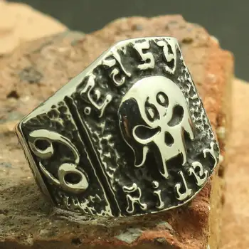 

Easy Rider Men's 316L Stainless Steel Biker Skull Newest Ring
