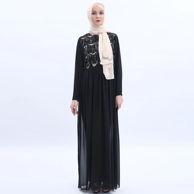 Блесток Абая Дубай мусульманский хиджаб платье кафтан турецкая исламская одежда джилбаб халат Femme Musulman Абая для женщин Кафтан платья
