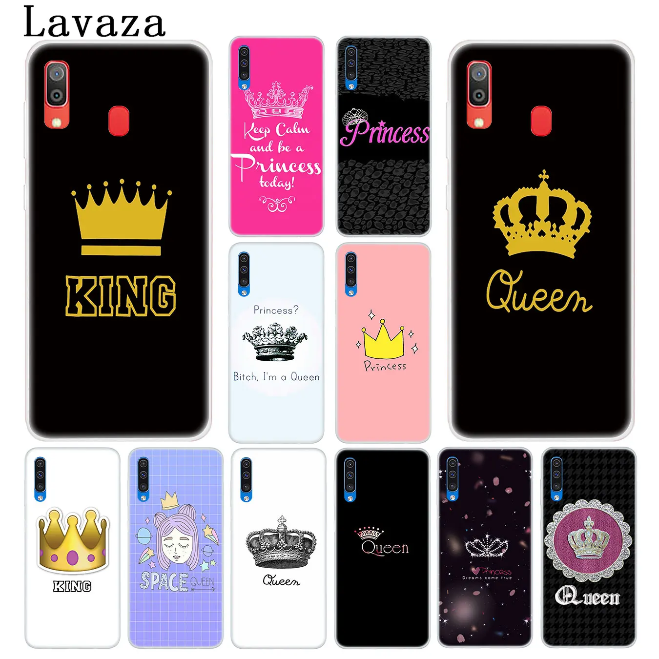 cheap Lavaza Queen crown king PRINCESS pink Hard Phone Case for Samsung Galaxy A10 A20 A30 A40 A50 A60 A70 M40 M30 M20 M10 Cover